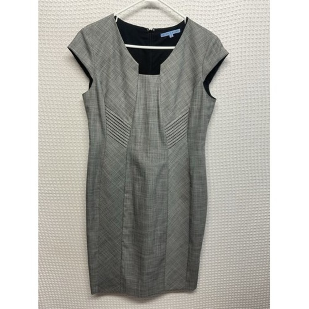 Antonio Melani Gray Career Office Cocktail Sheath Midi Dress Women 12 China